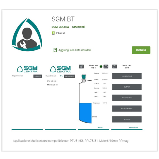 SGM multisensor App skærmbillede